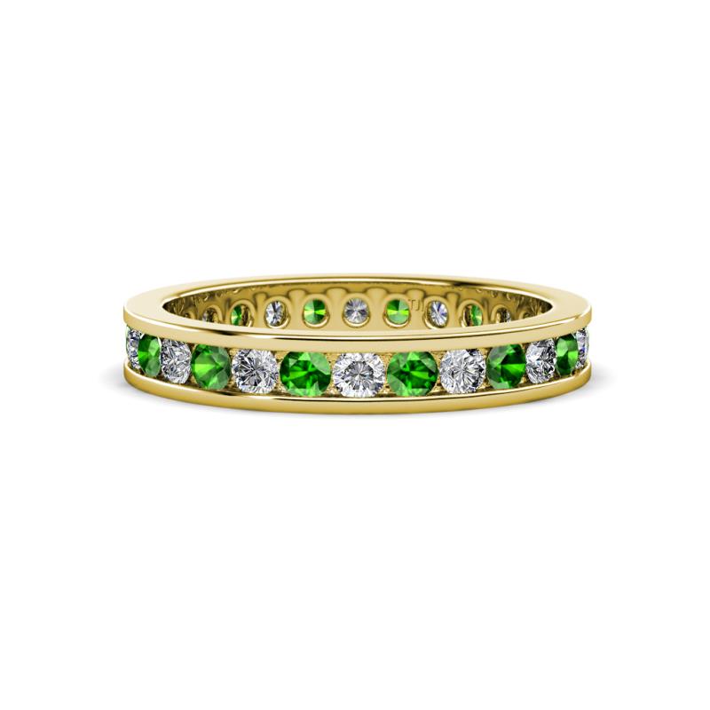 Celina 2.70 mm Round Green Garnet and Diamond Eternity Band 