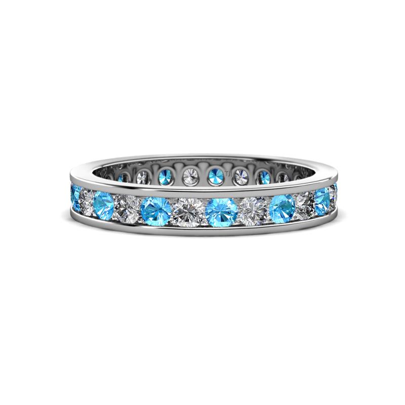 Celina 2.70 mm Round Blue Topaz and Diamond Eternity Band 
