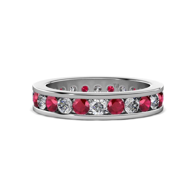 Celina 3.00 mm Round Ruby and Diamond Eternity Band 