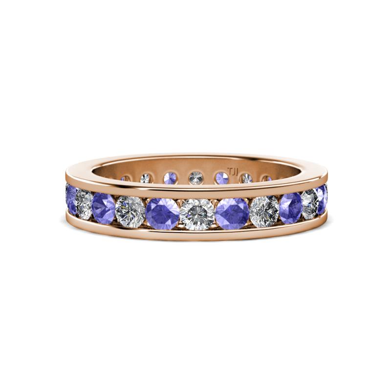 Celina 3.00 mm Round Tanzanite and Diamond Eternity Band 