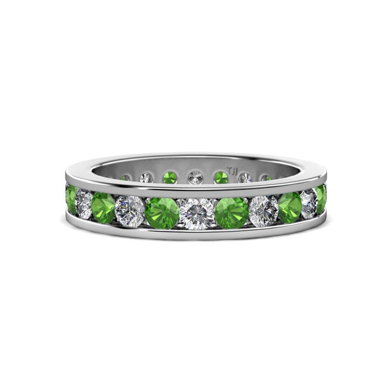 Celina 3.00 mm Round Green Garnet and Lab Grown Diamond Eternity Band 