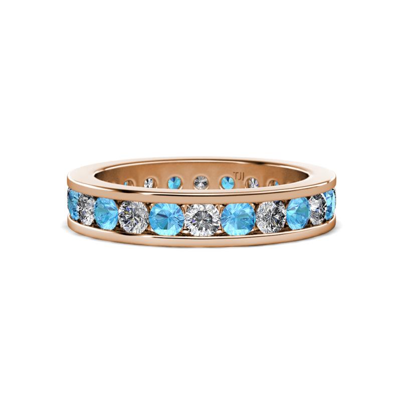 Celina 3.00 mm Round Blue Topaz and Lab Grown Diamond Eternity Band 