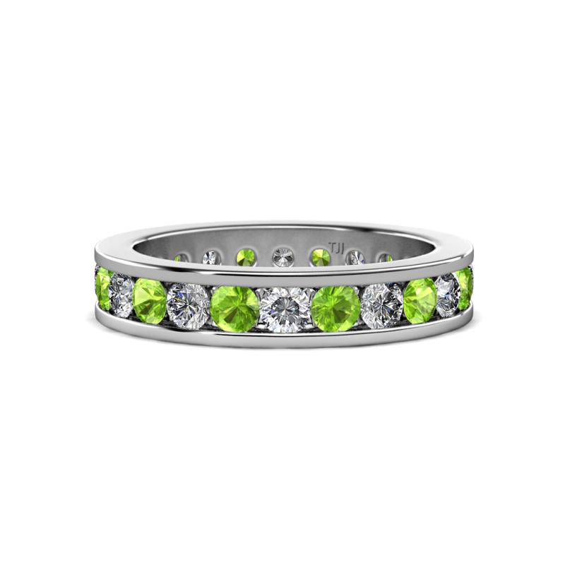 Celina 3.00 mm Round Peridot and Lab Grown Diamond Eternity Band 