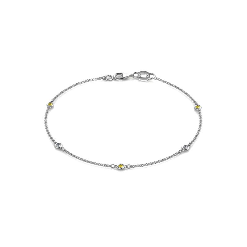 Aizza (5 Stn/2.00 mm) Yellow Sapphire and Lab Grown Diamond Petite Station Bracelet 