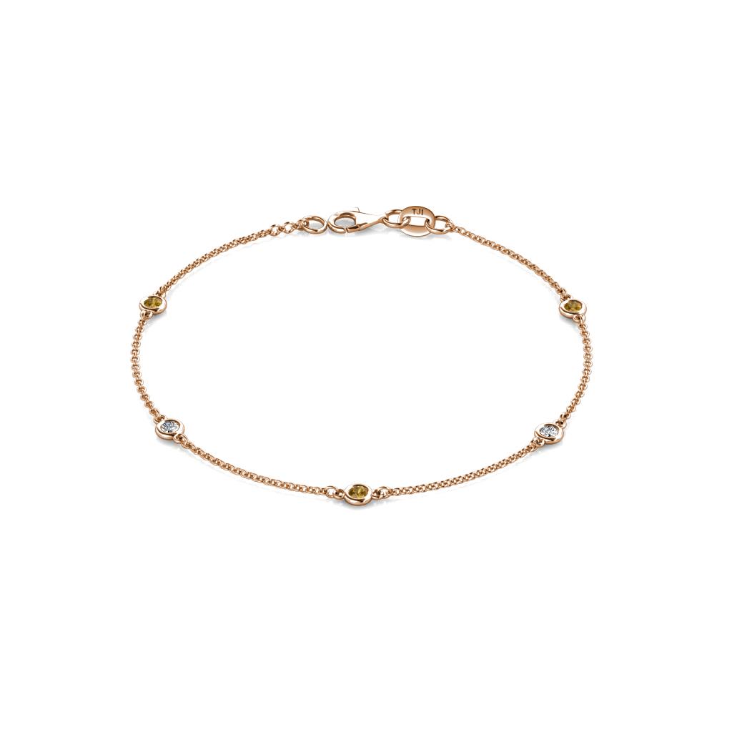 Aizza (5 Stn/2.7mm) Petite Citrine and Diamond Station Bracelet 