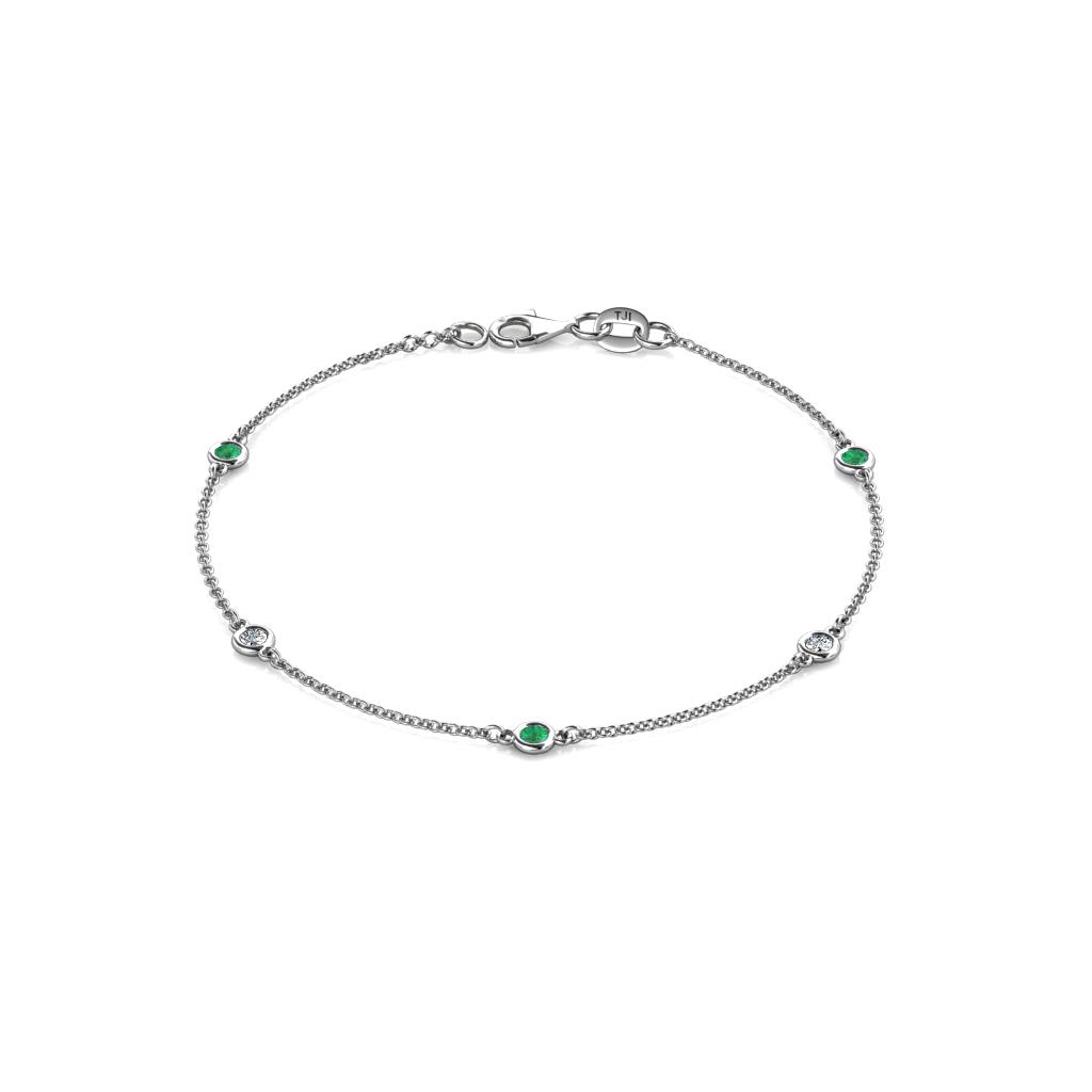 Aizza (5 Stn/2.7mm) Petite Emerald and Diamond Station Bracelet 
