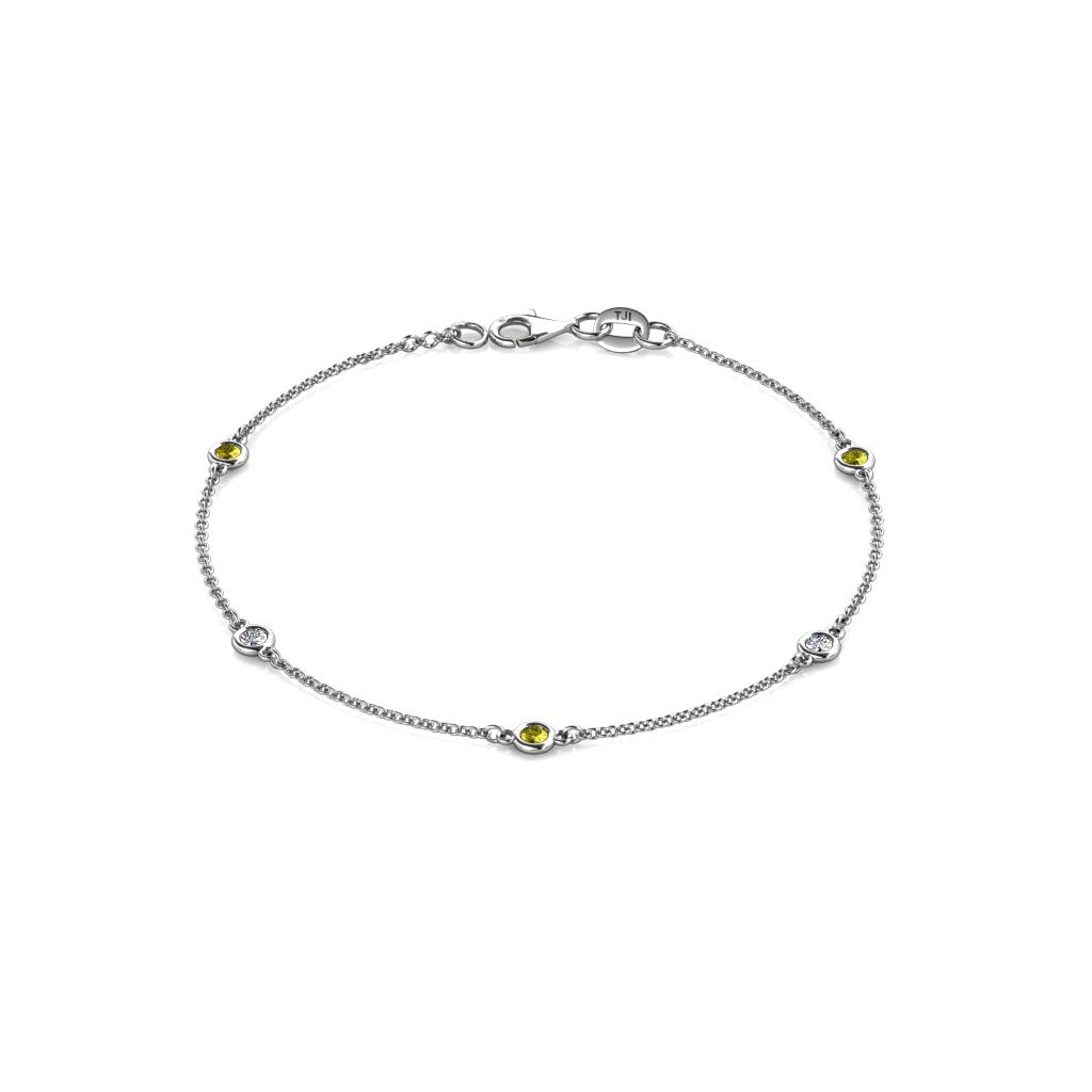 Aizza (5 Stn/2.7mm) Petite Yellow and White Diamond Station Bracelet 