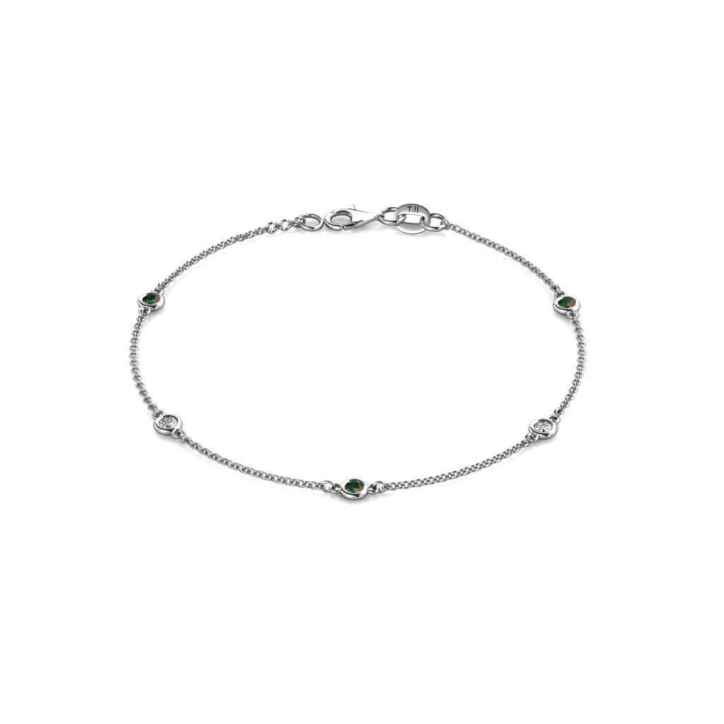 Aizza (5 Stn/2.7mm) Petite Diamond and Lab Created Alexandrite Station Bracelet 