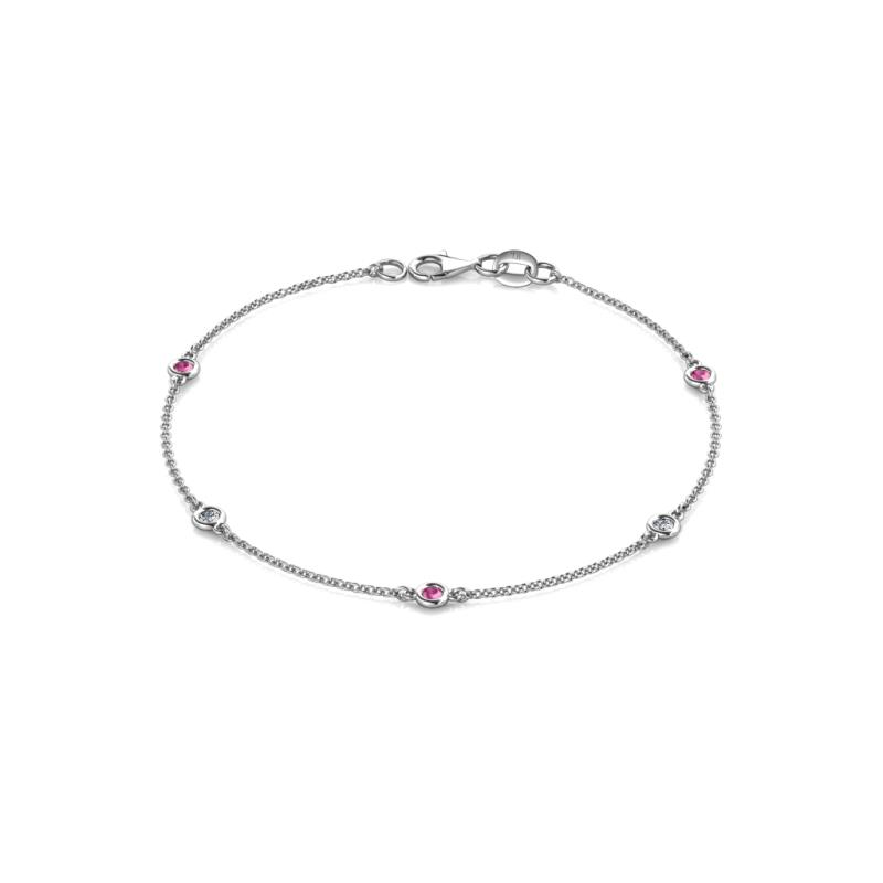Aizza 0.33 ctw Pink Sapphire and Diamond (2.50 mm) Station Bracelet 
