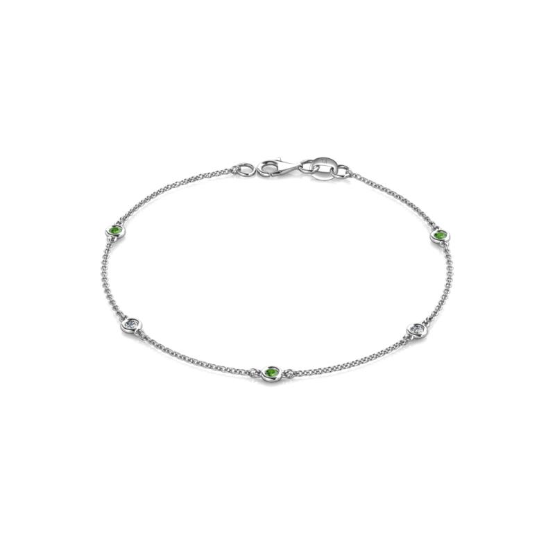 Aizza 0.32 ctw Green Garnet and Diamond (2.50 mm) Station Bracelet 