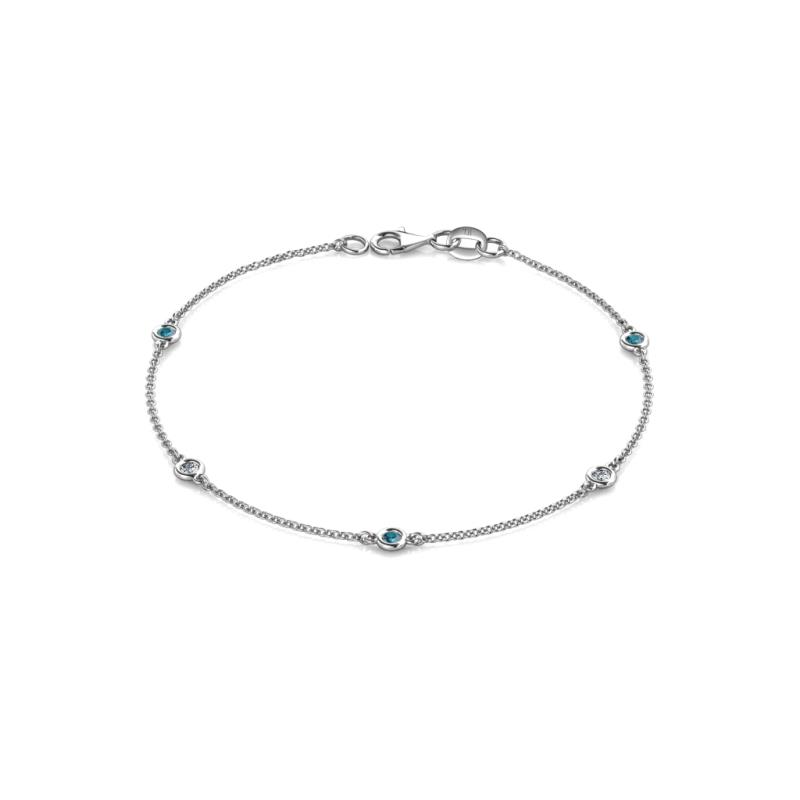 Aizza 0.30 ctw London Blue Topaz and Diamond (2.50 mm) Station Bracelet 