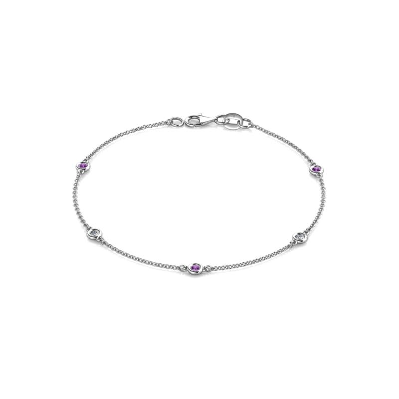 Aizza 0.24 ctw Amethyst and Lab Grown Diamond (2.50 mm) Station Bracelet 