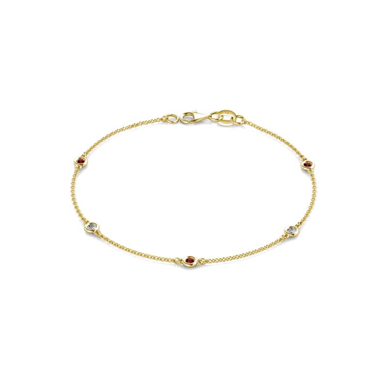 Aizza 0.32 ctw Red Garnet and Lab Grown Diamond (2.50 mm) Station Bracelet 