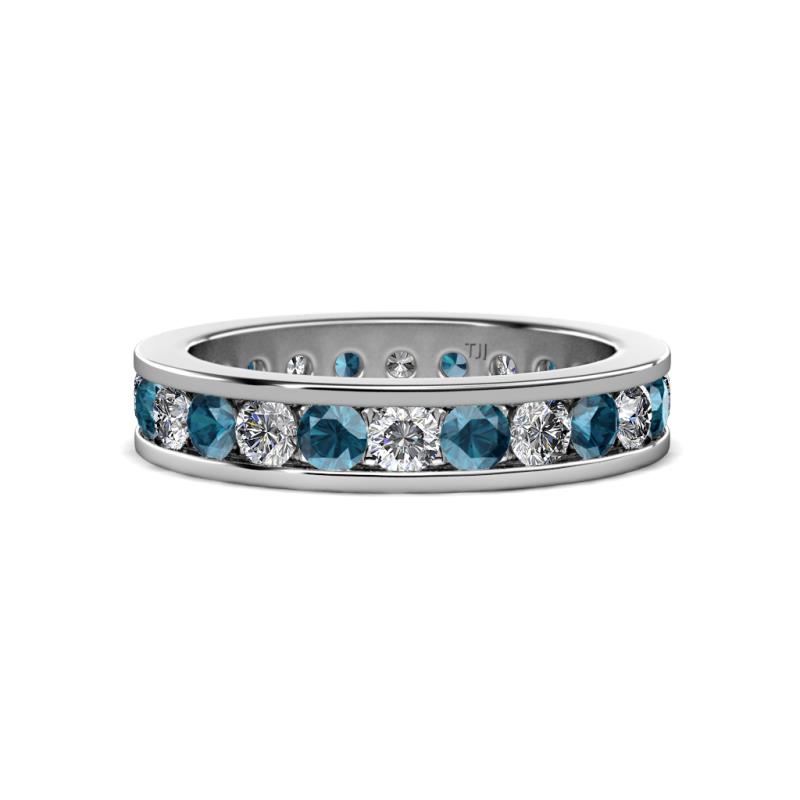 Celina 3.00 mm Round Blue Diamond and White Lab Grown Diamond Eternity Band 