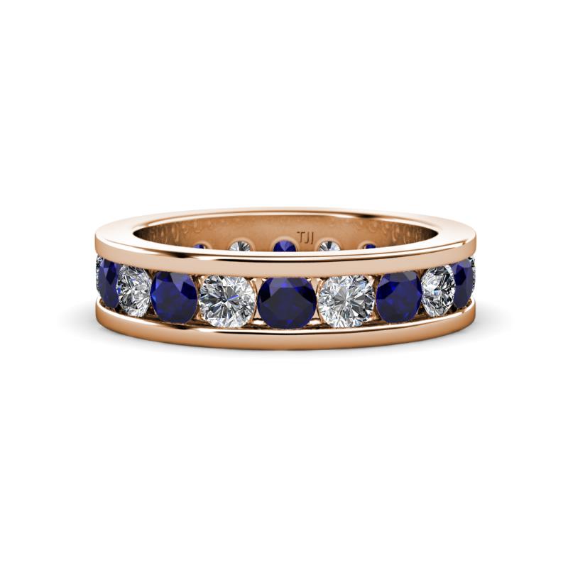 Celina 3.40 mm Round Blue Sapphire and Diamond Eternity Band 