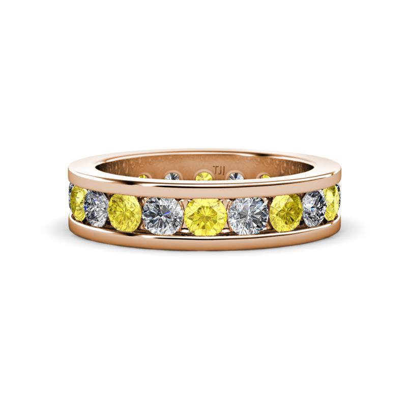 Celina 3.40 mm Round Yellow Sapphire and Diamond Eternity Band 