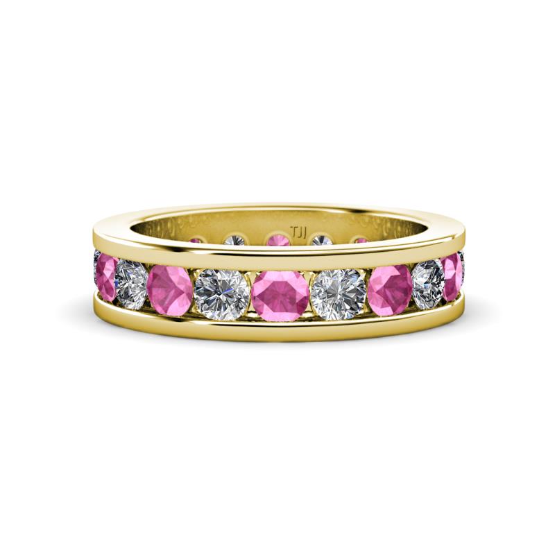 Celina 3.40 mm Round Pink Sapphire and Diamond Eternity Band 
