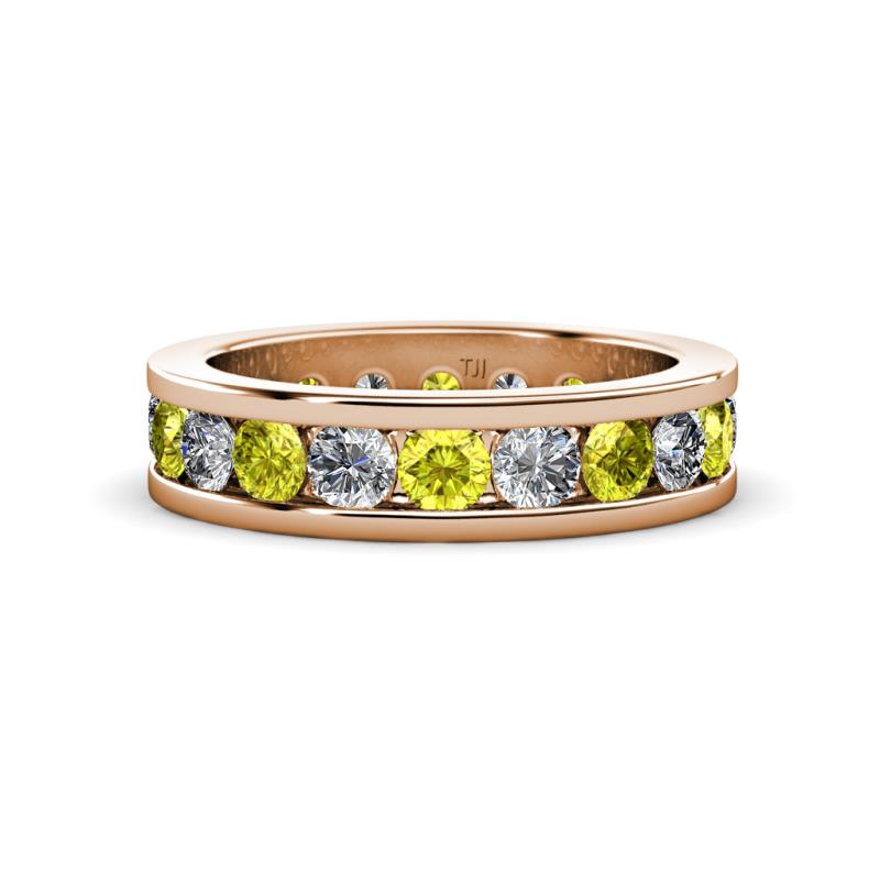 Celina 3.40 mm Round Yellow and White Diamond Eternity Band 