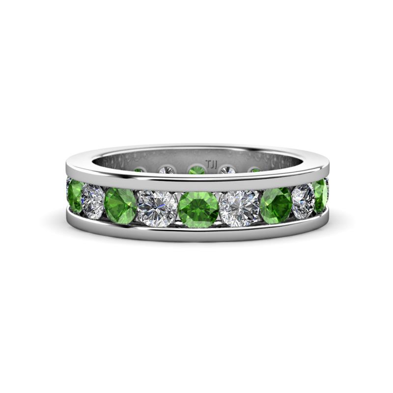 Celina 3.40 mm Round Green Garnet and Lab Grown Diamond Eternity Band 