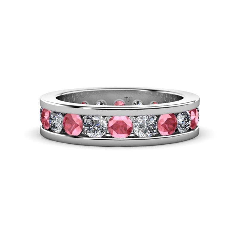 Celina 3.40 mm Round Pink Tourmaline and Lab Grown Diamond Eternity Band 