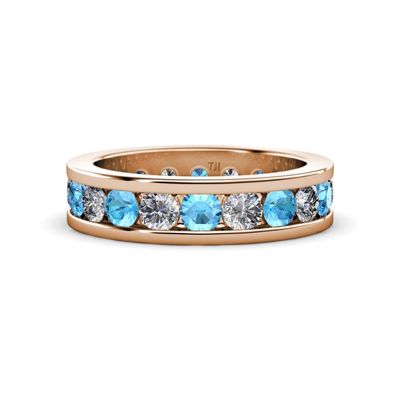 Celina 3.40 mm Round Blue Topaz and Lab Grown Diamond Eternity Band 