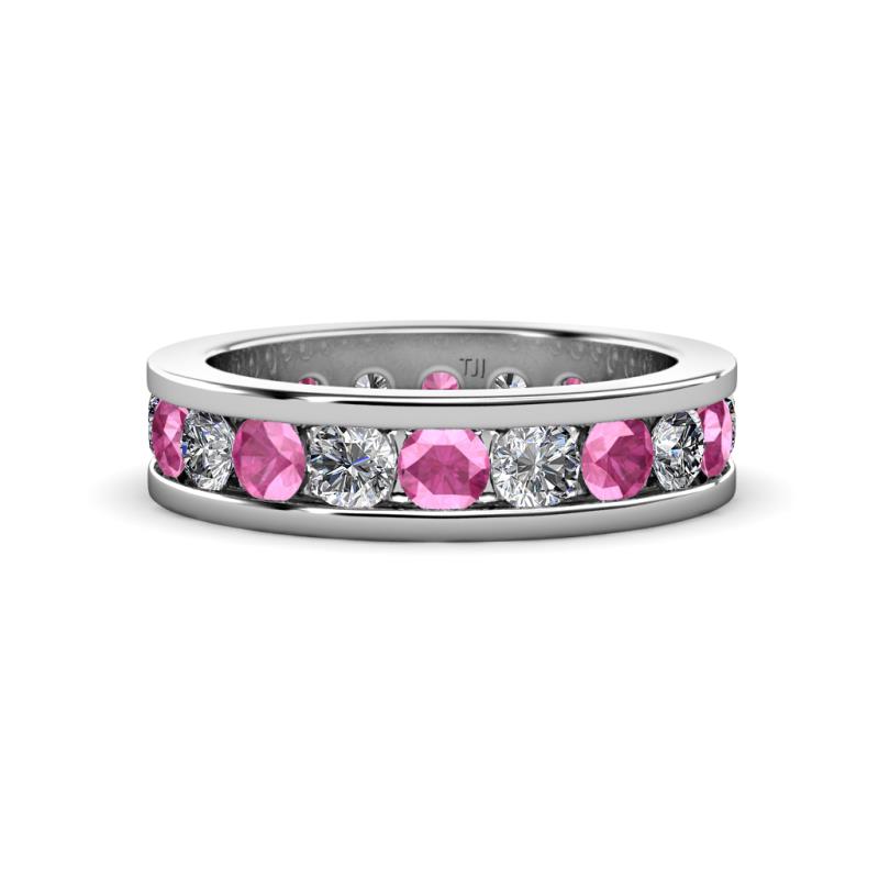 Celina 3.40 mm Round Pink Sapphire and Diamond Eternity Band 