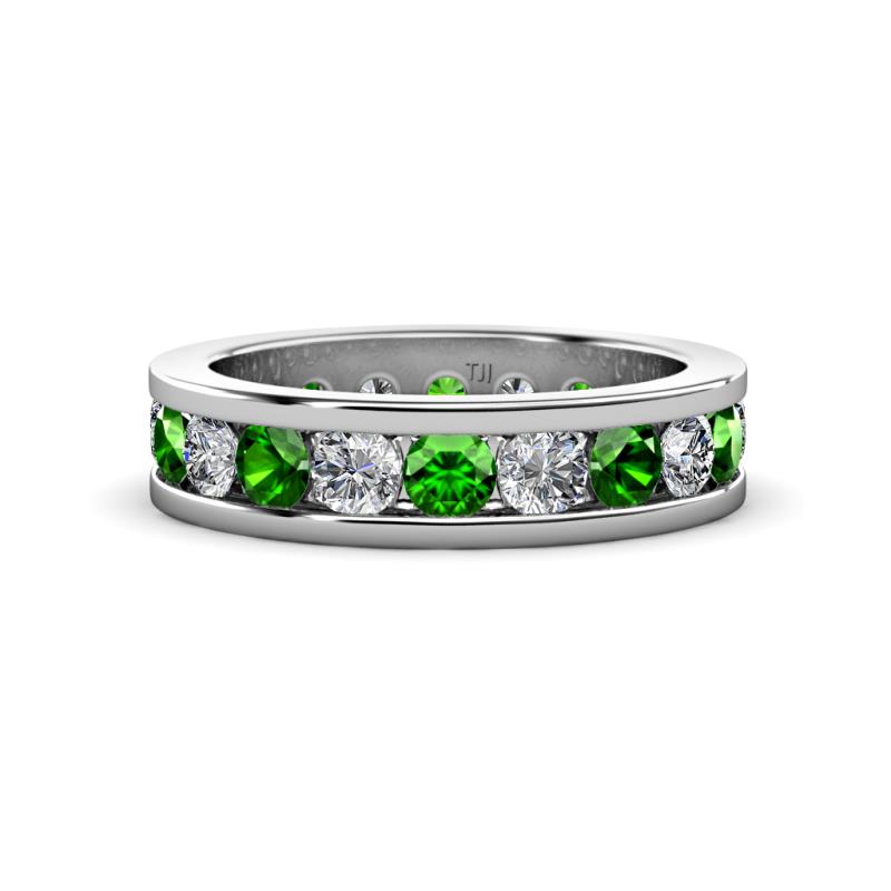 Celina 3.40 mm Round Green Garnet and Diamond Eternity Band 
