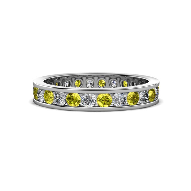 Celina 2.70 mm Round Yellow and White Diamond Eternity Band 