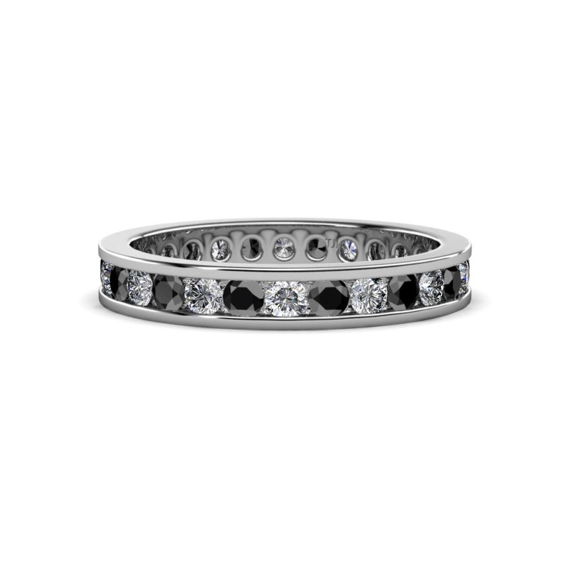 Celina 2.40 mm Round Black and White Diamond Eternity Band 