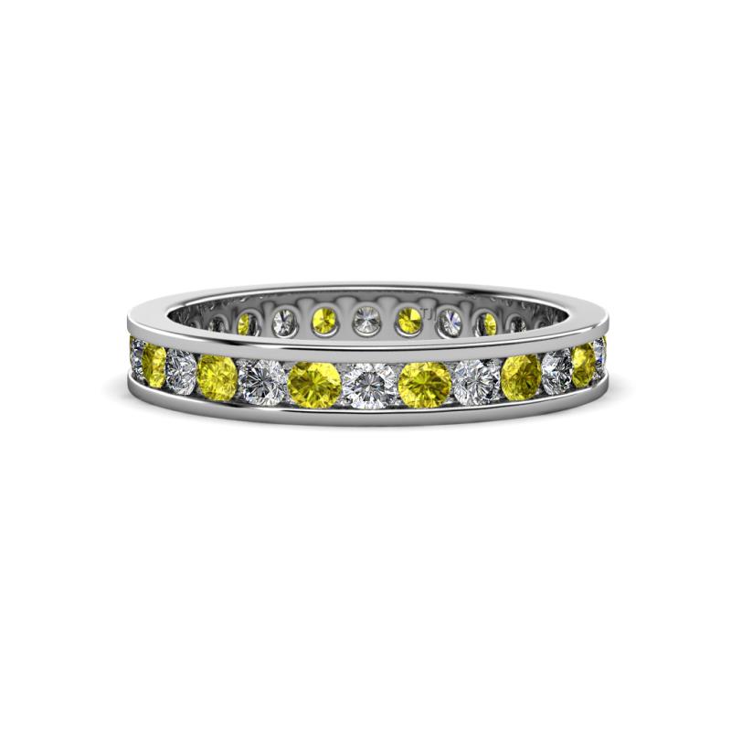 Celina 2.40 mm Round Yellow and White Diamond Eternity Band 