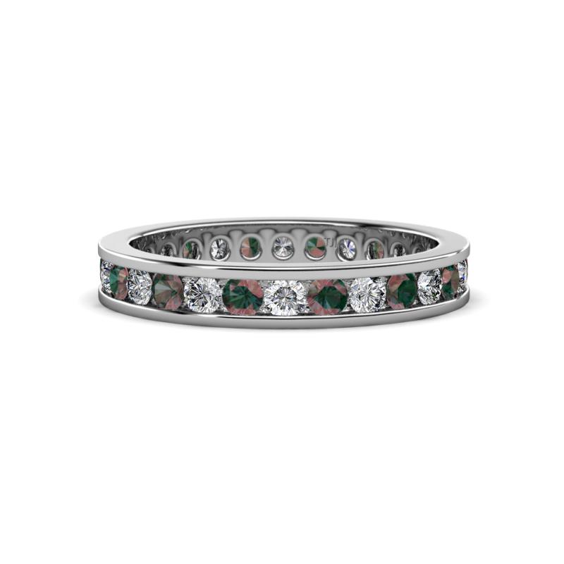 Celina 2.40 mm Round Lab Created Alexandrite and Diamond Eternity Band 
