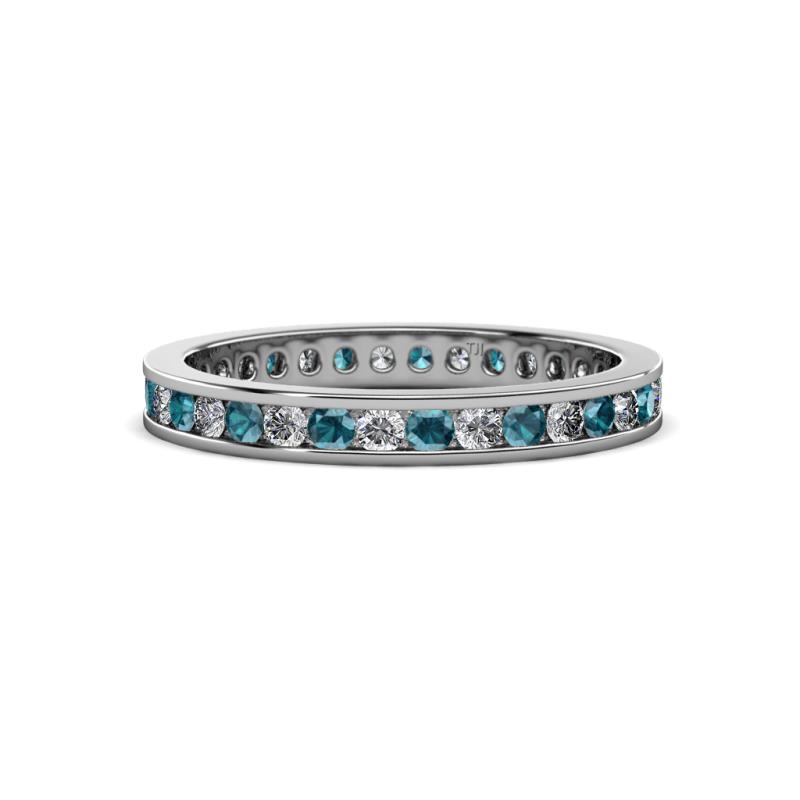 Celina 2.00 mm Round London Blue Topaz and Diamond Eternity Band 
