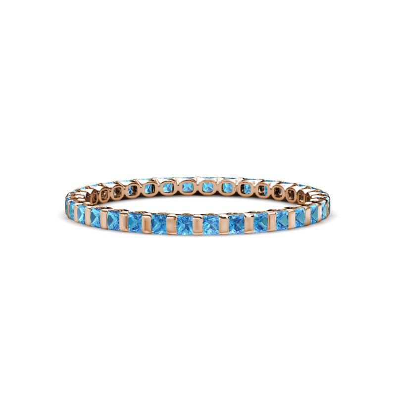 Clarissa 2.00 mm Princess Cut Blue Topaz Eternity Band 