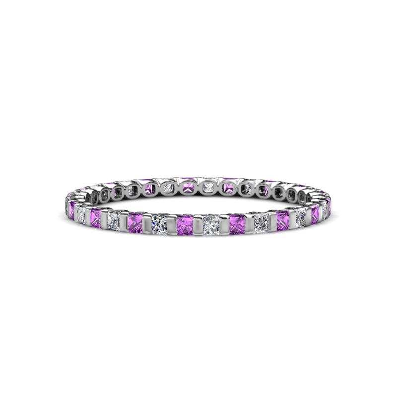 Clarissa 2.00 mm Princess Cut Amethyst and Diamond Eternity Band 