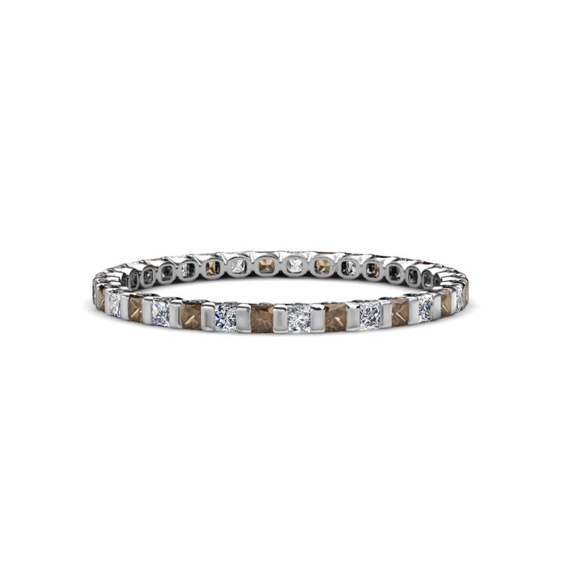 Clarissa 2.00 mm Princess Cut Smoky Quartz and Diamond Eternity Band 