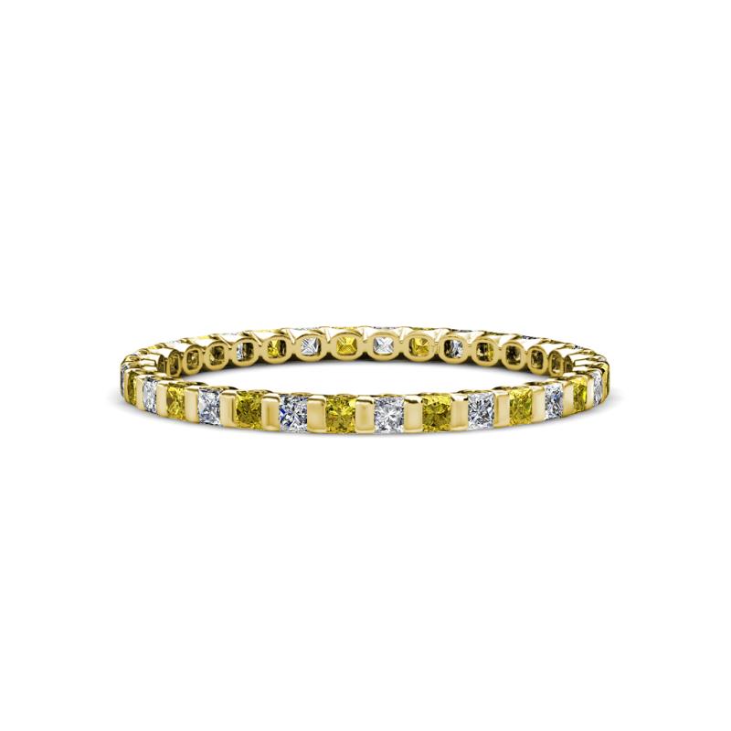 Clarissa 2.00 mm Princess Cut Yellow and White Diamond Eternity Band 