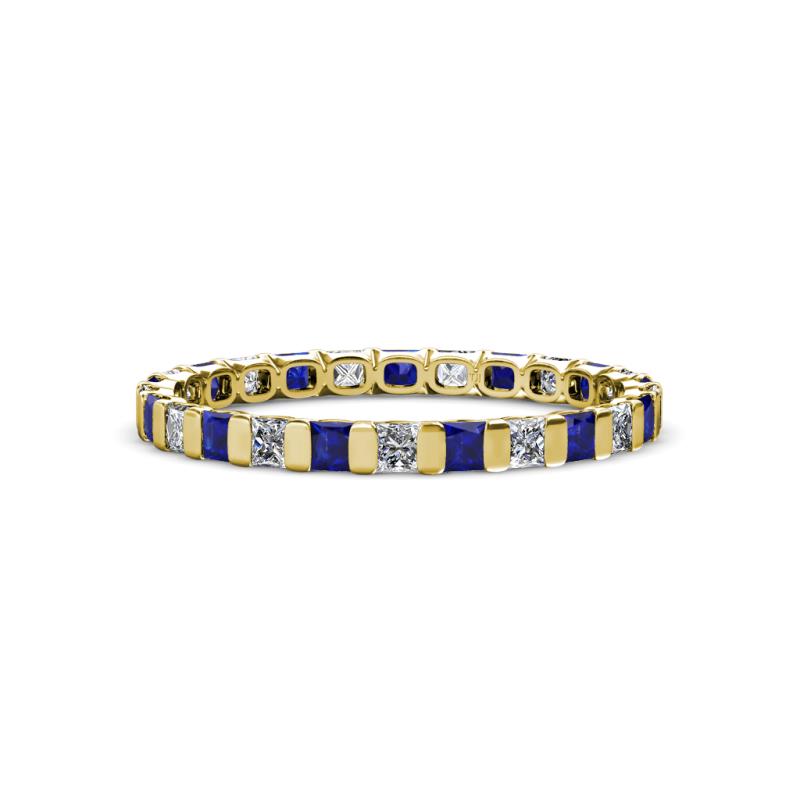 Clarissa 2.50 mm Princess Cut Blue Sapphire and Diamond Eternity Band 