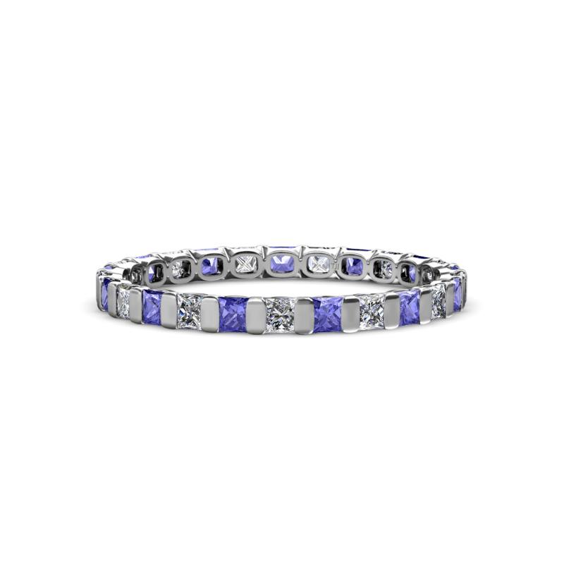 Clarissa 2.50 mm Princess Cut Tanzanite and Diamond Eternity Band 