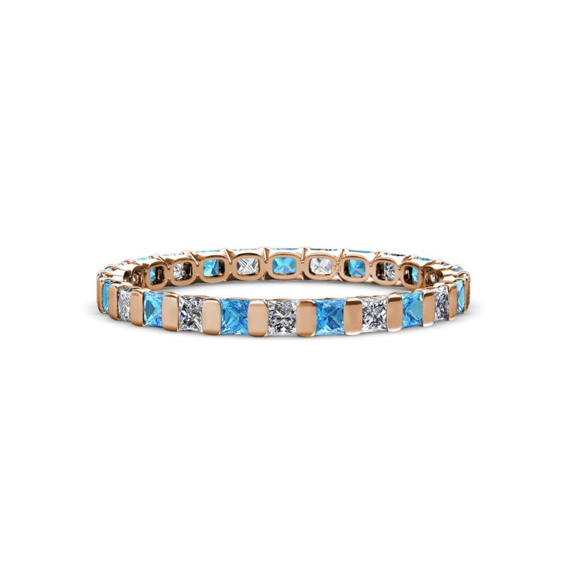 Clarissa 2.50 mm Princess Cut Blue Topaz and Diamond Eternity Band 