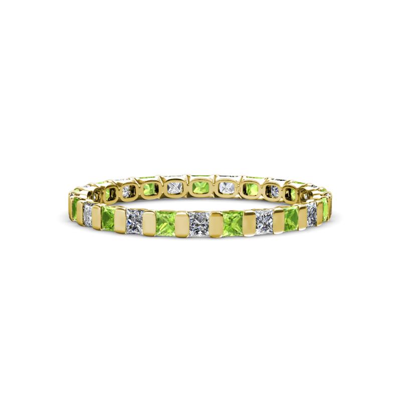 Clarissa 2.50 mm Princess Cut Peridot and Diamond Eternity Band 