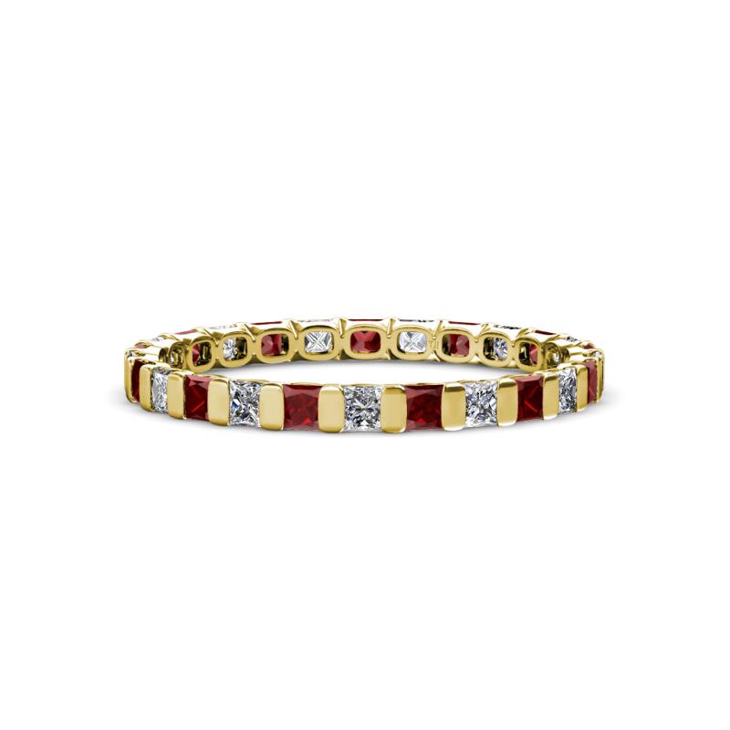 Clarissa 2.50 mm Princess Cut Red Garnet and Diamond Eternity Band 