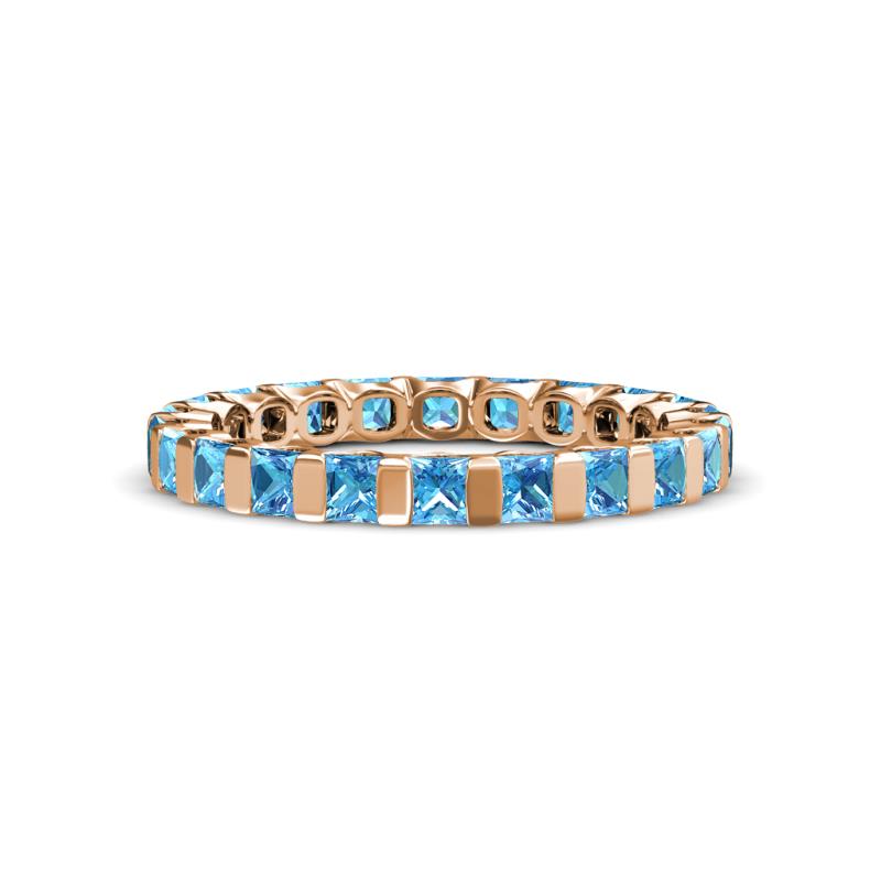 Clarissa 3.00 mm Princess Cut Blue Topaz Eternity Band 