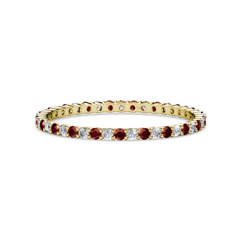 Joyce 1.50 mm Red Garnet and Diamond Eternity Band 