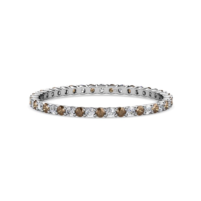Joyce 1.50 mm Smoky Quartz and Diamond Eternity Band 