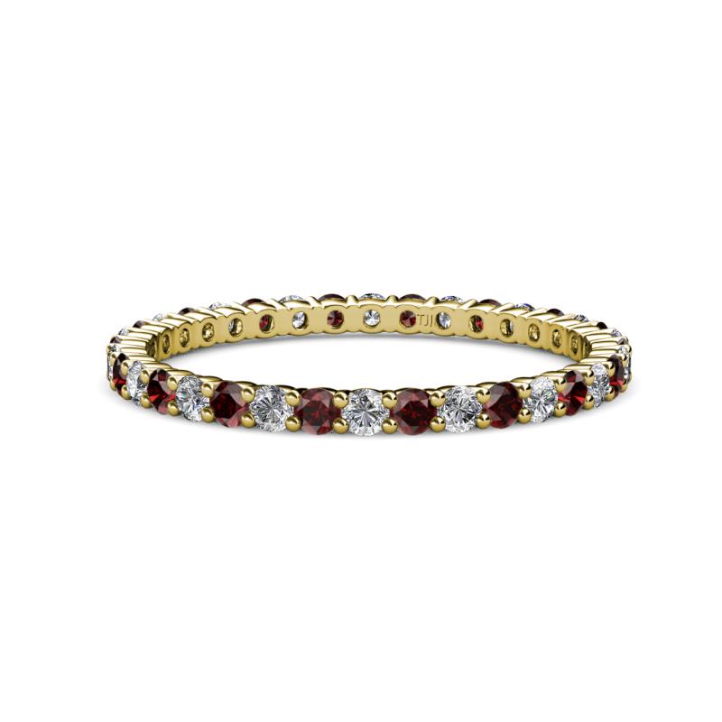 Joyce 2.00 mm Red Garnet and Lab Grown Diamond Eternity Band 