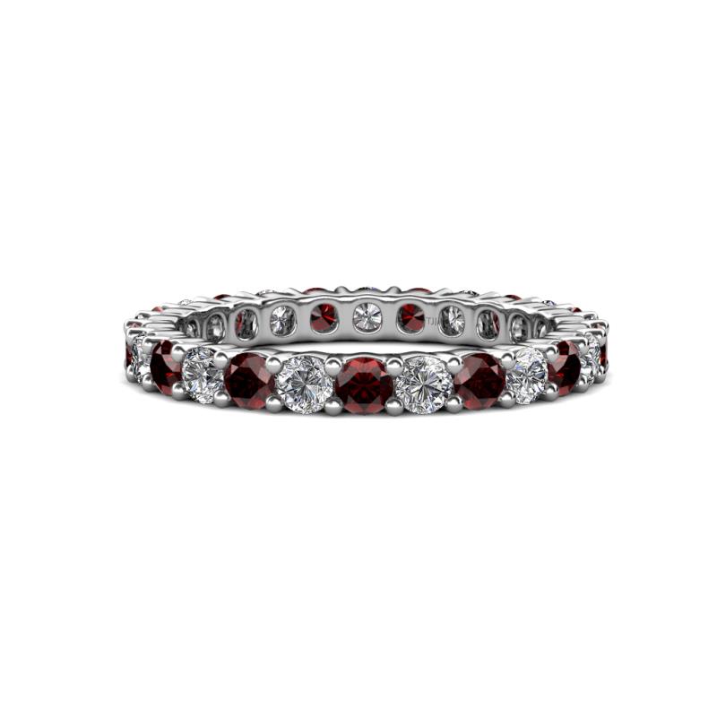Joyce 3.00 mm Red Garnet and Lab Grown Diamond Eternity Band 