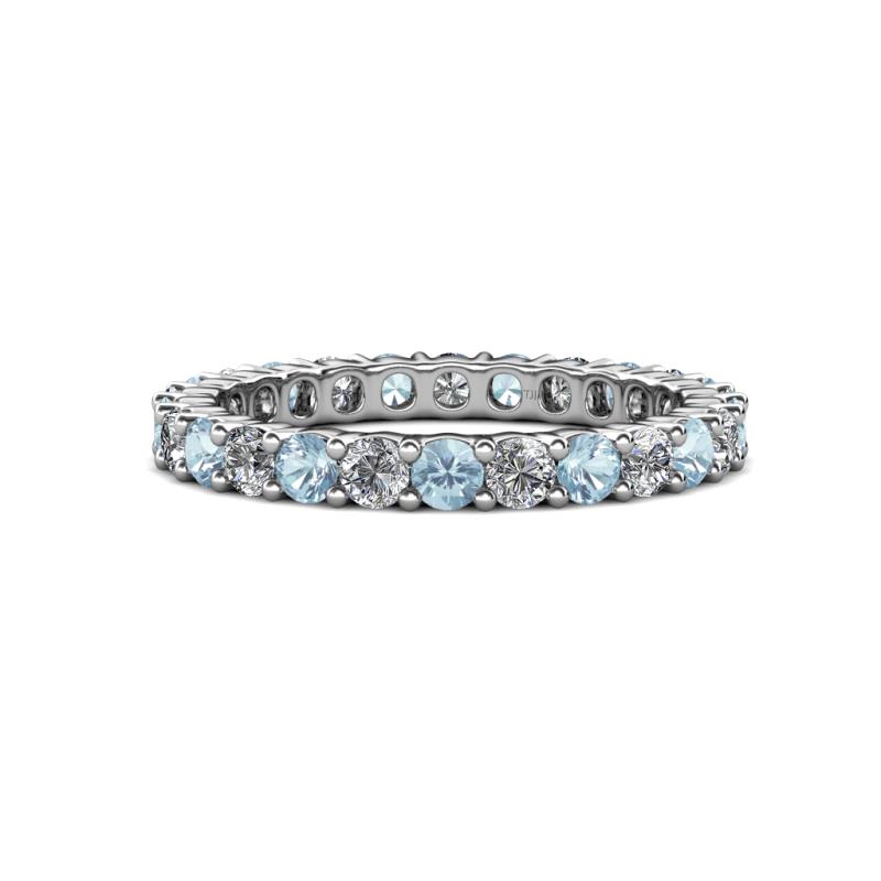Joyce 3.00 mm Aquamarine and Diamond Eternity Band 