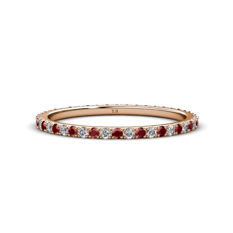 Lara 1.70 mm Red Garnet and Lab Grown Diamond Eternity Band 