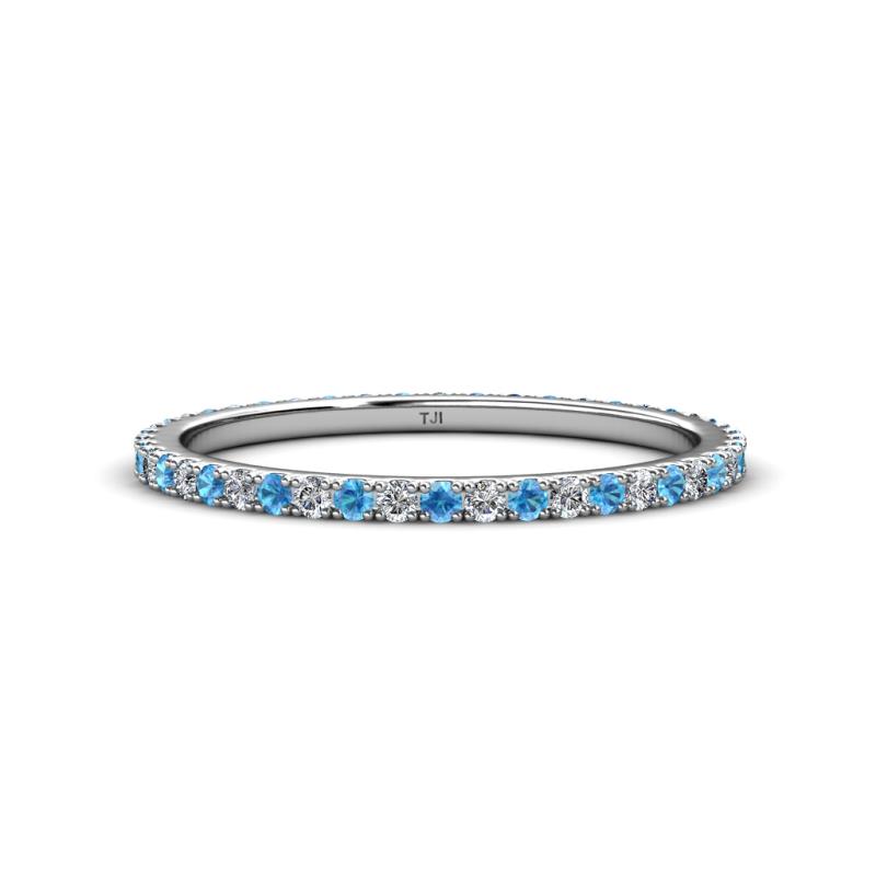 Lara 1.70 mm Blue Topaz and Lab Grown Diamond Eternity Band 