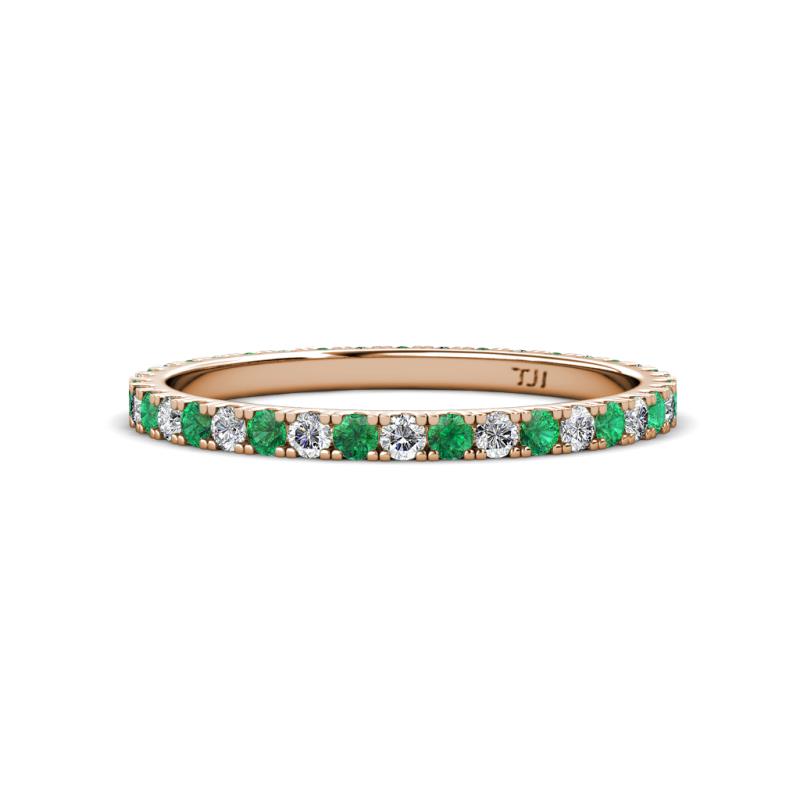 Lara 2.00 mm Emerald and Lab Grown Diamond Eternity Band 